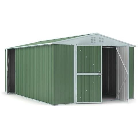 Box Giardino In Acciaio Deposito Attrezzi Utensili Capanno In Lamiera Zincata 327x459cm X H 215cm - 201 Kg - 15,01 Mq Verde - Foto 2