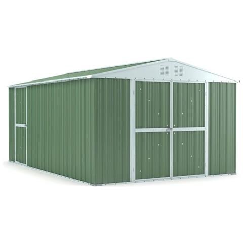 Box Giardino In Acciaio Deposito Attrezzi Utensili Capanno In Lamiera Zincata 327x459cm X H 215cm - 201 Kg - 15,01 Mq Verde - Foto 1