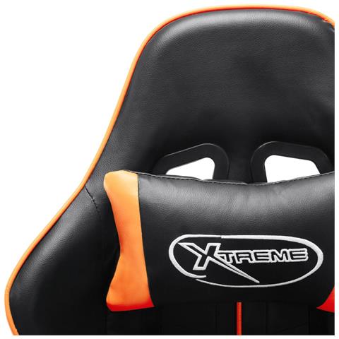 Lusso Casadino - Sedia Da Gaming Con Poggiapiedi Nera E Arancione In Similpelle - Foto 8