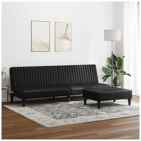 Lusso Casadino -  Set Di Divani 2 Pz Nero In Similpelle - Foto 2