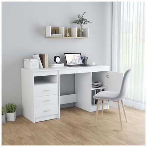Scrivania Bianca 140x50x76 Cm In Legno Multistrato - Foto 2