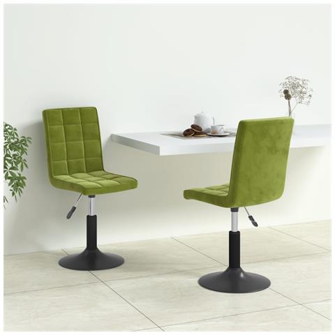 Lusso Casadino -  Sedie Da Pranzo Girevoli 2 Pz Verde Chiaro In Velluto - Foto 8