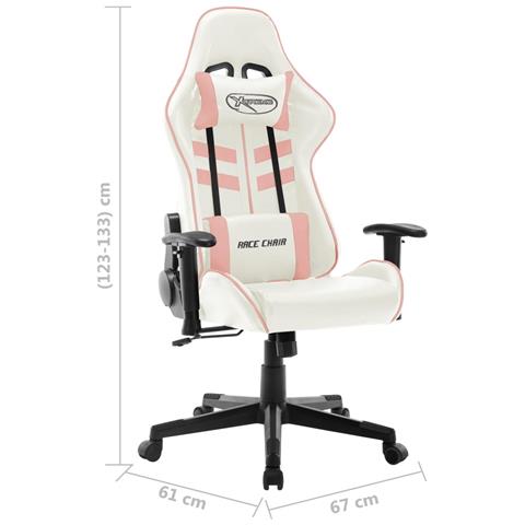 Lusso Casadino - Sedia Da Gaming Bianca E Rosa In Similpelle - Foto 8