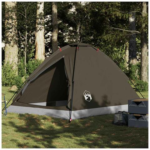 Tenda da Campeggio a Cupola per 4 Persone Marrone Impermeabile - Foto 1