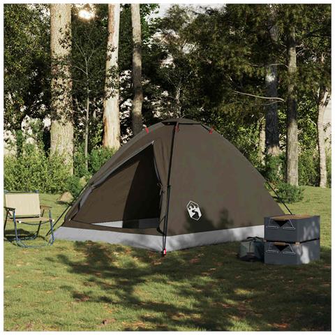 Tenda da Campeggio a Cupola per 4 Persone Marrone Impermeabile - Foto 2