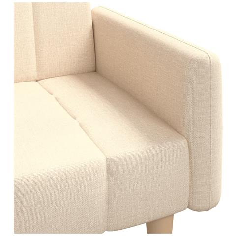 Divano Letto a 2 Posti Crema in Tessuto - Foto 9