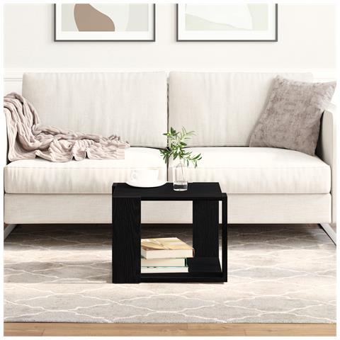 Tavolino da caffè Nero in rovere 40x40x30 cm in legno ingegnerizzato - Foto 2