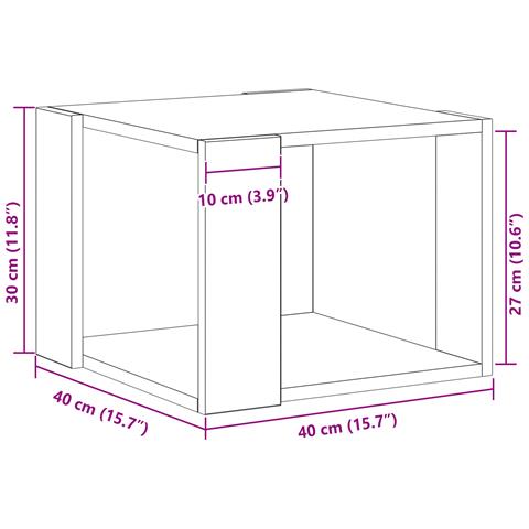 Tavolino da caffè Nero in rovere 40x40x30 cm in legno ingegnerizzato - Foto 9