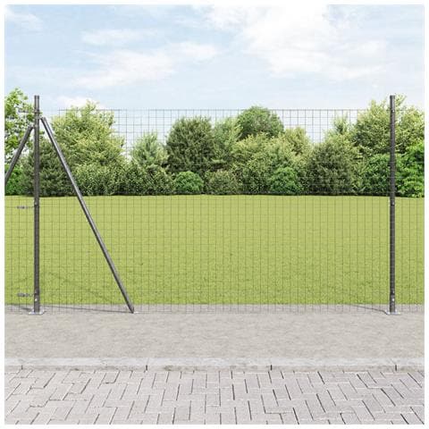 Posti per Recinzione con Piastra di Base 26 pz Ø32mm 88,5cm Acciaio Zincato - Foto 2