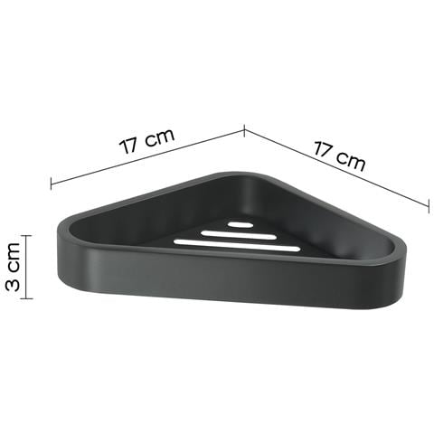 Portaoggetti Angolare Per Doccia Da Muro In Ottone, Acciaio Inox Aisi 304 E Cromall 3283 Serie Outline Nero Opaco - Foto 2