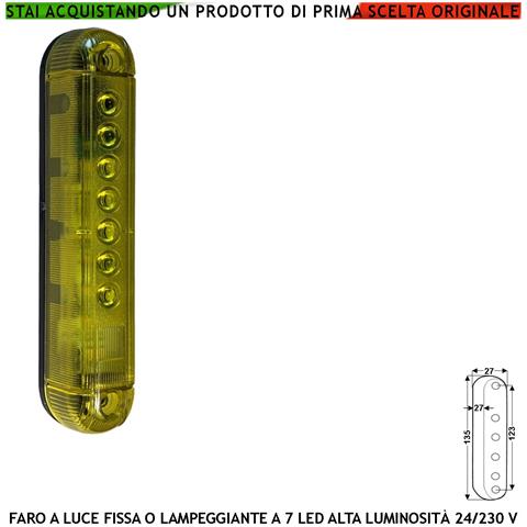 Lampeggiatore Mini Giallo 7 Led Luce Fissa O Lampeggiante Montaggio A Palo O Parete Monitore Su Automatismi Pericolo M - Foto 1