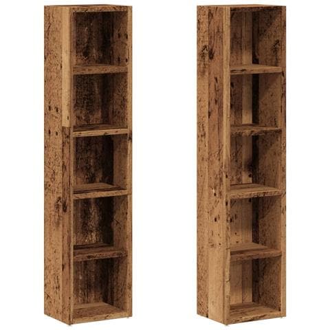 Scaffali Porta CD 2 pz Legno Antico 21x16x93,5 cm in Truciolato - Foto 1