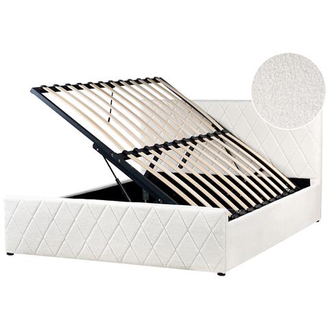 Letto Contenitore Bouclé Rochefort 160 X 200 Cm Bianco Sporco - Foto 2