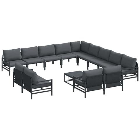 Set Divano da Giardino 14 pcs Antracite Acciaio - Foto 1