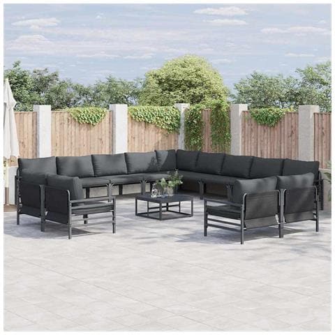 Set Divano da Giardino 14 pcs Antracite Acciaio - Foto 2