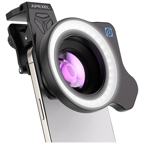 Kit Obiettivo Per Telefono Apexel Apl-zm100fl26 - Macro, Zoom E Torcia Per Fotografia Mobile Avanzata - Foto 1