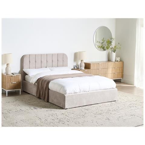 Letto Contenitore Ciniglia Challans 140 X 200 Cm Beige - Foto 1