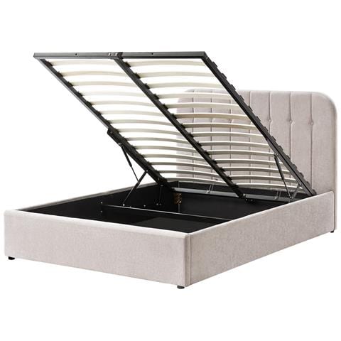 Letto Contenitore Ciniglia Challans 140 X 200 Cm Beige - Foto 2