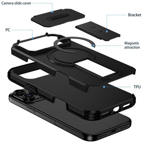 Custodia Magnetica 2-in-1 Con Supporto E Protezione Antiurto Compatibile Con Iphone 17 Air Black - Foto 2