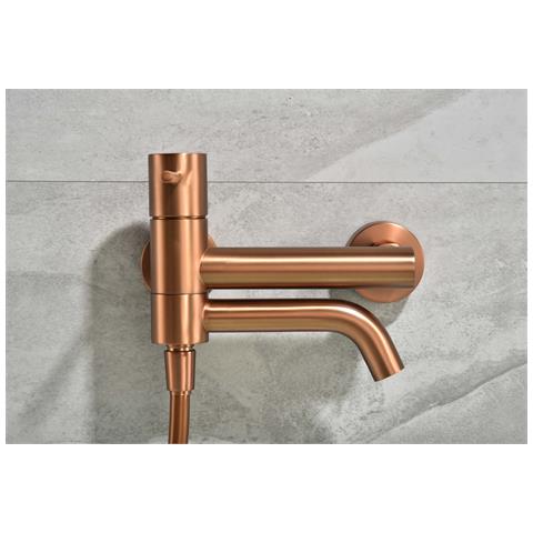 Imex Miscelatore Vasca-doccia Oro Rosa In Ottone Con Tubo Flessibile Pvc 180 Cm Supporto Doccia Abs Maniglia Rotonda Cartuccia Ceramica Ø35 Mm Finitura Pvd Spazzolata - Modello Imex-bdm039-4orc Mo - Foto 4