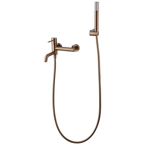 Imex Miscelatore Vasca-doccia Oro Rosa In Ottone Con Tubo Flessibile Pvc 180 Cm Supporto Doccia Abs Maniglia Rotonda Cartuccia Ceramica Ø35 Mm Finitura Pvd Spazzolata - Modello Imex-bdm039-4orc Mo - Foto 2