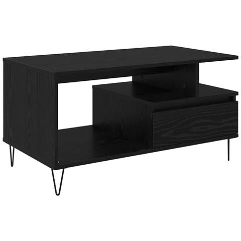Tavolino da salotto con cassetto Rovere Nero 90 x 49 x 45 cm - Foto 1