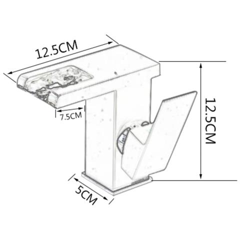 Rubinetto per lavabo da bagno, Blackswan, tipo M243, modello corto bianco /oro con bocca a cascata e LED, misura 12,5 cm - Foto 2
