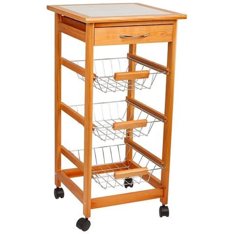 Carrello Da Cucina In Legno Marrone 37x37x76h - Foto 1