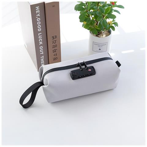 Borsa Cosmetica Con Serratura A Combinazione - Custodia Sicura Da Viaggio Per Articoli Da Toeletta E Oggetti Di Valore Gray - Foto 2
