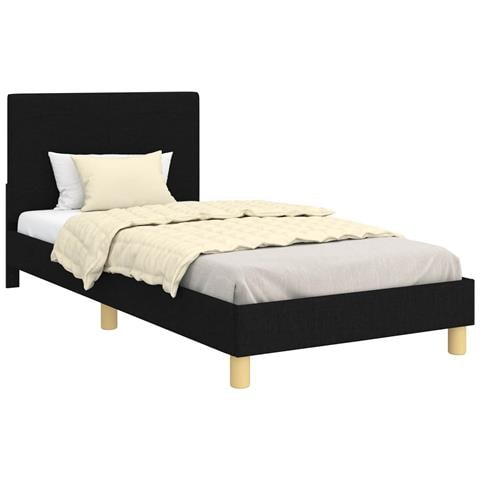 Struttura letto bambini con testata Nero 90 x 200 cm Tessuto - Foto 1