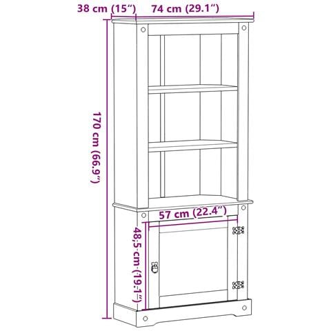 Credenza Bianco 74 x 38 x 170 cm Pino massello - Foto 9