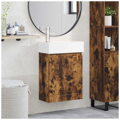 Mobile bagno con rubinetto Rovere Fumo 45,5 x 22,5 x 84 cm - Foto 2