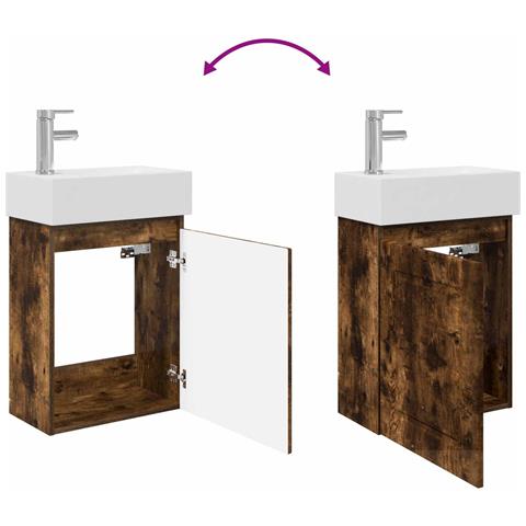 Mobile bagno con rubinetto Rovere Fumo 45,5 x 22,5 x 84 cm - Foto 9