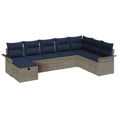 Set Divano da Giardino con cuscino 8 pcs Poly Rattan - Foto 1