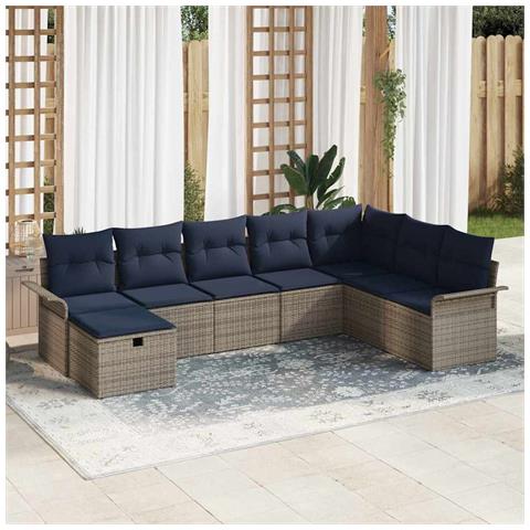 Set Divano da Giardino con cuscino 8 pcs Poly Rattan - Foto 2