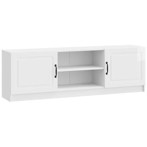 Mobile TV Bianco Lucido 150 x 31 x 47 cm Legno ingegnerizzato - Foto 1