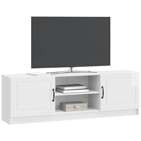 Mobile TV Bianco Lucido 150 x 31 x 47 cm Legno ingegnerizzato - Foto 2