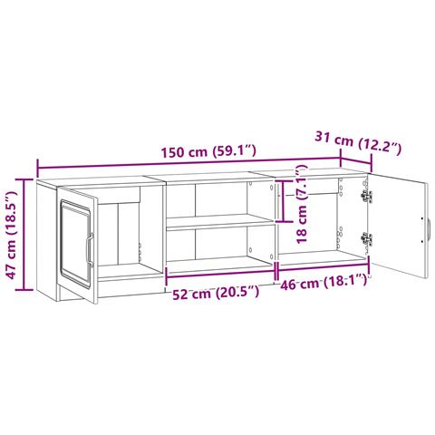 Mobile TV Bianco Lucido 150 x 31 x 47 cm Legno ingegnerizzato - Foto 9