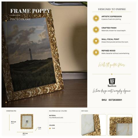 Cornice Portafoto Poppy Oro Con Decoro A Papaveri 20x25 Cm - Foto 7