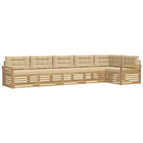 Set di divani da esterno 6 pcs Bianco e Beige - Foto 1