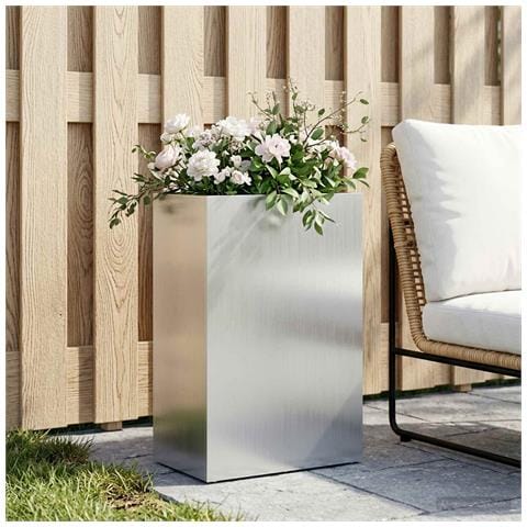 Vaso da giardino Argento 40 x 30 x 75 cm Acciaio zincato - Foto 2