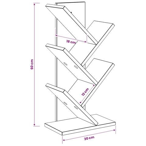 Libreria ad Albero 4 Piani 30 x 18 x 60 cm Legno ingegnerizzato - Foto 8
