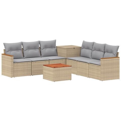 Set di divani 8 pz Beige e Grigio Chiaro - Foto 1