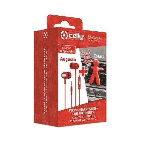 Cesare & Augusto Kit Auricolare Stereo a Filo + Profumatore da Auto Colore Rosso - Foto 3