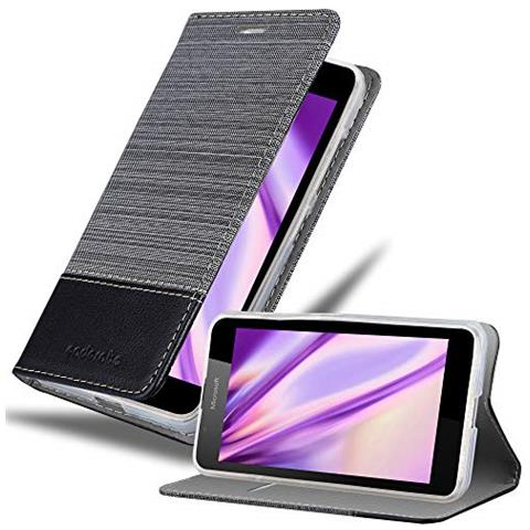 Custodia Compatibile Con Nokia Lumia 540 In Grigio Nero - Coperchio Protettiva Con Chiusura Magnetica, Funzione Stand E Tasca Per Le Carte - Foto 1