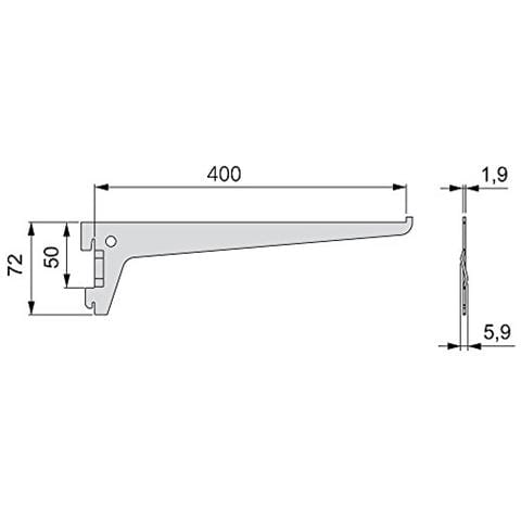 7908412 Supponti Per Mensola Con Profilo Cremagliera Perforazione Semplice Passo 50mm, Bianco, 400mm, Set Di 20 Pezzi - Foto 4