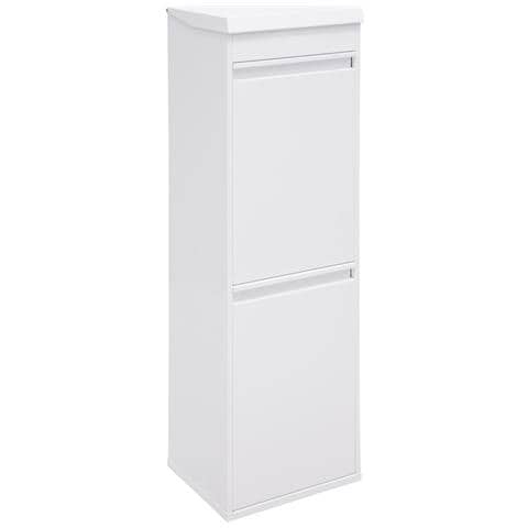 Top Cr221-b Pattumiera Per Raccolta Differenziata Con Ripiano Superiore Multiuso, 2 Secchi, Mobile D'acciaio Per Differenziata, 2 X 17 L (34 L), Bianco - Foto 2