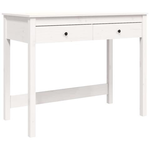 Scrivania Con Cassetti Bianca 100x50x78 Cm Legno Massello Pino - Foto 1