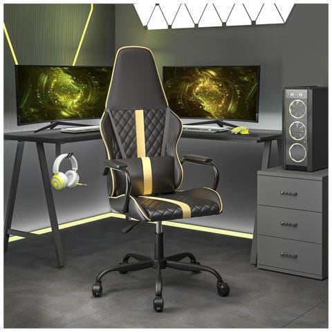 Sedia Da Gaming Nera E Oro In Similpelle - Foto 12