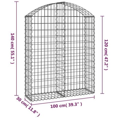 Cesto Gabbione Ad Arco 100x30x120/140 Cm Ferro Zincato - Foto 4